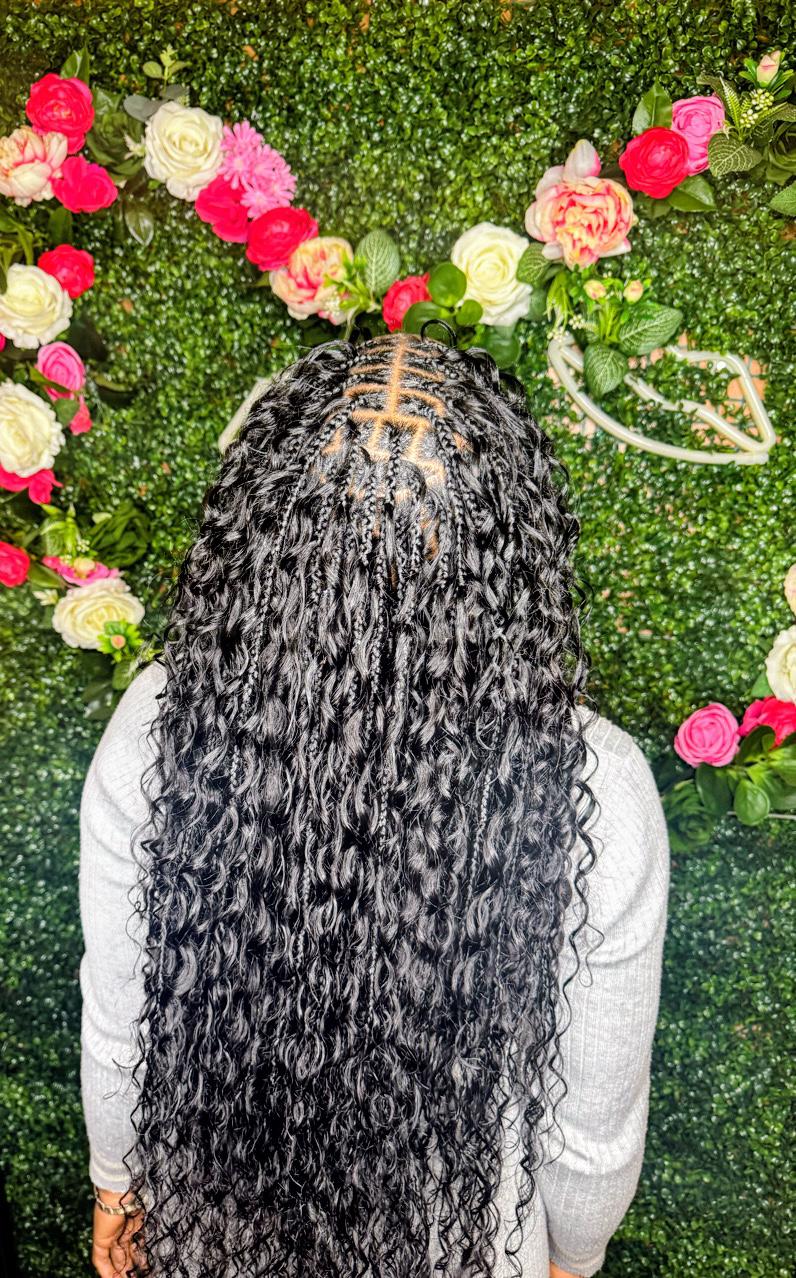 Boho braids with soft curls at Braids by estal