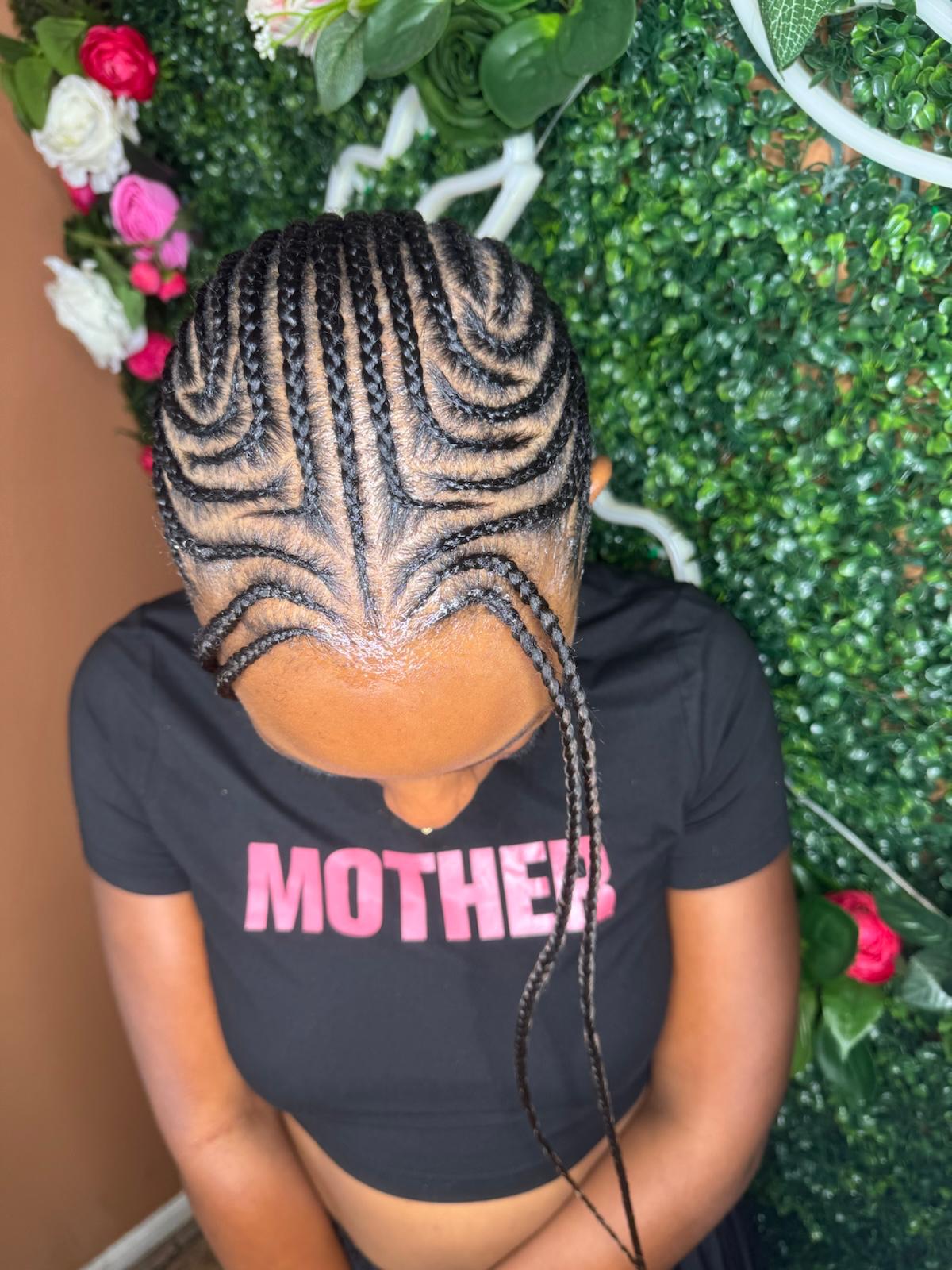 Tribal stitch braid design at Braids by estal